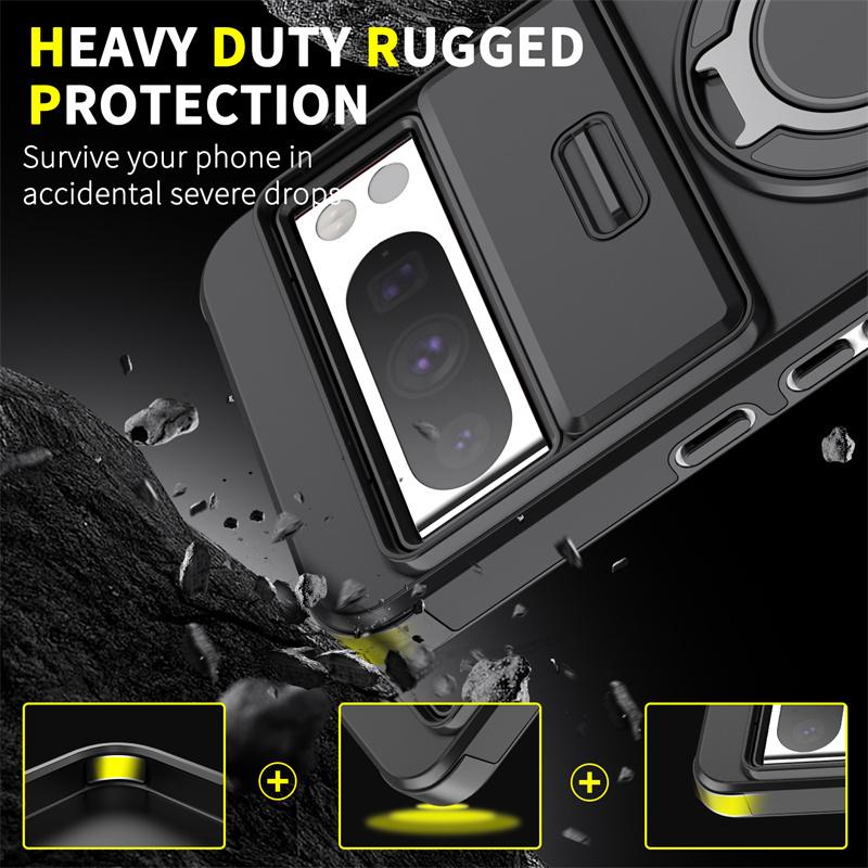 Shockproof Armor Case For Google Pixel 9 Pro XL 9Pro 5G Magnetic Ring Stand Phone Cover Pixel 7 8 Pro 8A 9A Camera Protect Funda