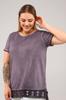 Women's Style Big Size T-Shirt Short Sleeve Skirt Ruched Oil Wash Tunic-Purple