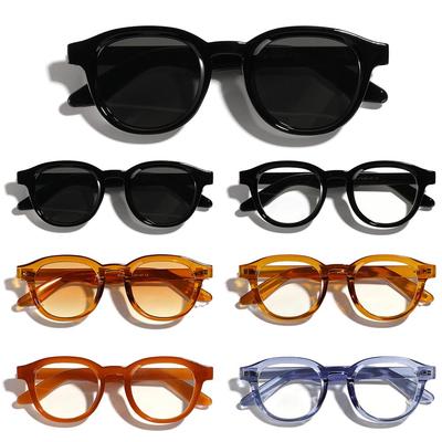 1Pc Retro Round Sunglasses for Women & Men UV Protection Clear Lens Glasses Fashion Street Shooting Eyewear Vintage Shades