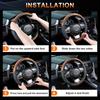 JUSTTOP Wood Grain Car Steering Wheel Cover, 14.5-15 Inchs Leather Steering Wheel Cover, Anti-Slip, Car Interior Accessories for Men Women, Universal