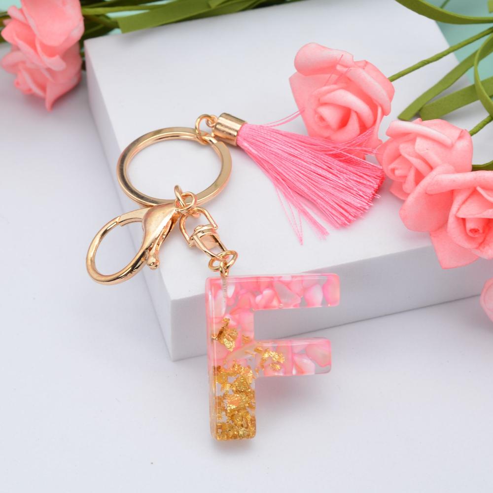 Cute Jewelry Ornament Couple Gift Letter Keychain Alphabet Key Chain Bag Pendant Glitter Keyring