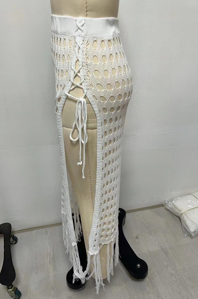 Beach Pareo Flowing Loose Skirt White Beach Scarf For Summer