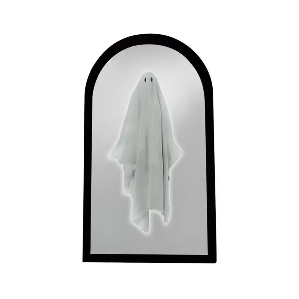 Round/Wave Ghost Hologram Mirror USB Light Up Ghost Illusion Mirror Illusion Design Holographic Effect Haunted House Prop