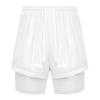 Herren Zweilagige Badeshorts Kordelzug Elastischer Bund Wasserdicht Fitness Schwimmen Sportshorts