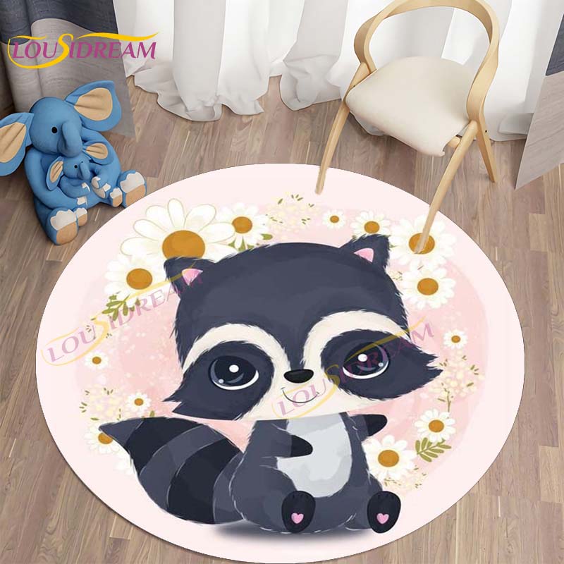 

3D милый мультфильм енот детский круглый ковер Kawaii кролик с принтом ковер круглый ковер для гостиной спальни диван детская домашний декор