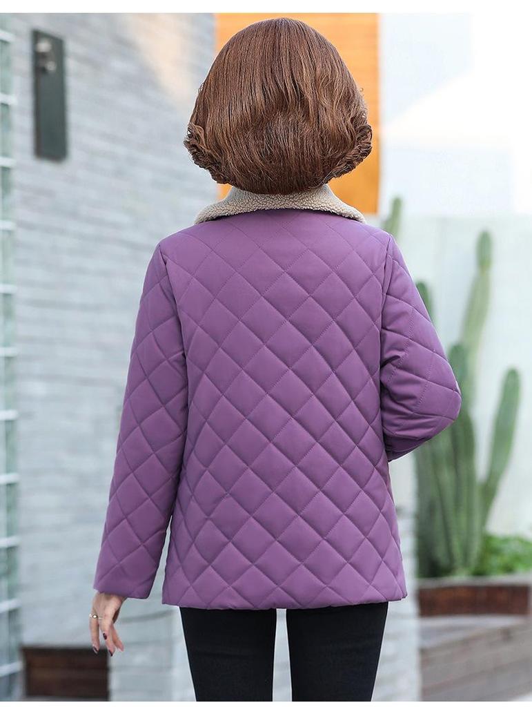 Women's Plush Winter Cotton Jacket with Warm Lambswool Imitation for Middle-aged & Elderly – Thickened Autumn/Winter Lapel Coat