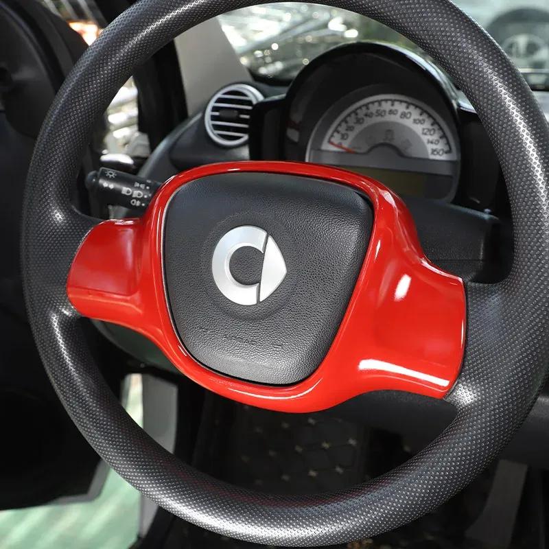 For Mercedes Benz Smart Fortwo 451 2009 2010 2011 2012 - 2015 Car Steering Wheel Frame Cover Trim Accessories ABS Carbon Fiber