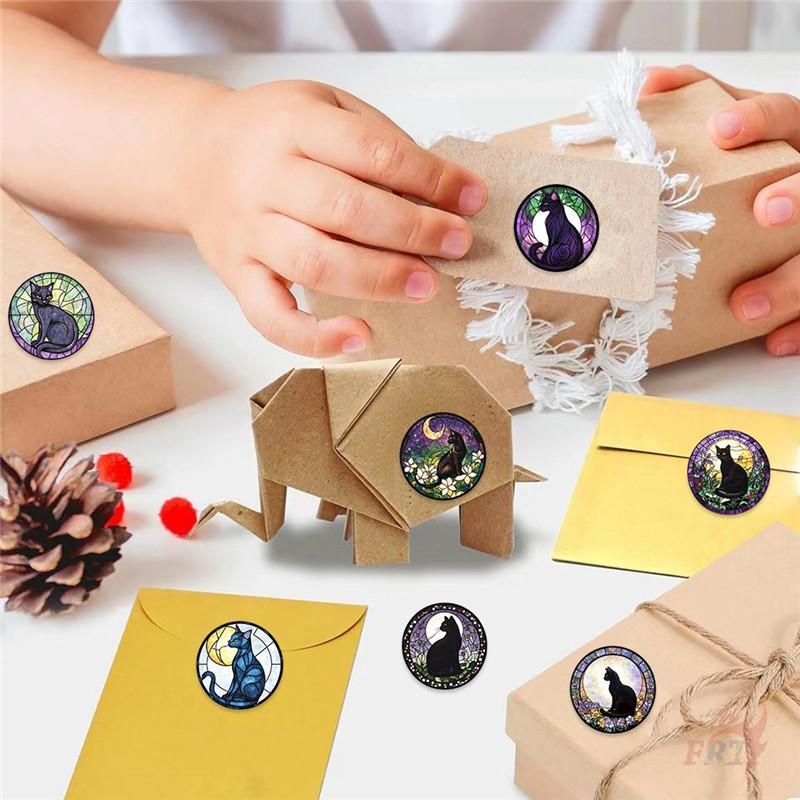 500Pcs/Roll Black Cats Under The Moonlight Kids Rewards Stickers - DIY Scrapbooks Album Decor Sealing Label Decals