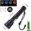 4 in 1 Zoomable Hunting Flashlight 30W 4000LM White+Green+Red+Blue 7 Modes Multi-color Outdoor Waterproof Type-C Charging Torch