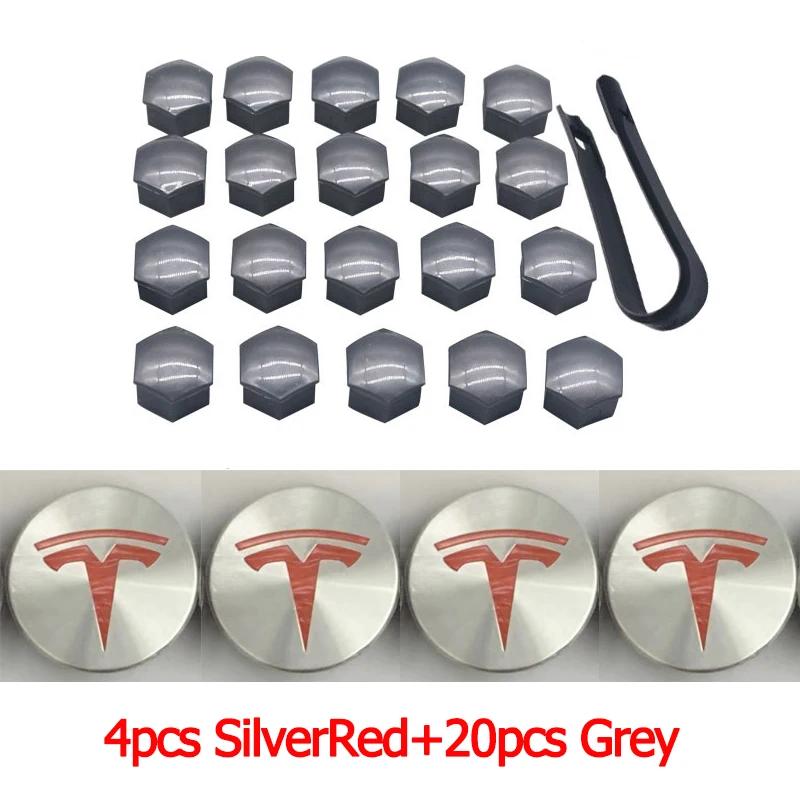 

25pcs/set 56mm for Tesla Model 3 Y X S Car Wheel Center Hub Caps Tire Lug Nut Protective Cover Screw Cap Modified Decoration 25pcs