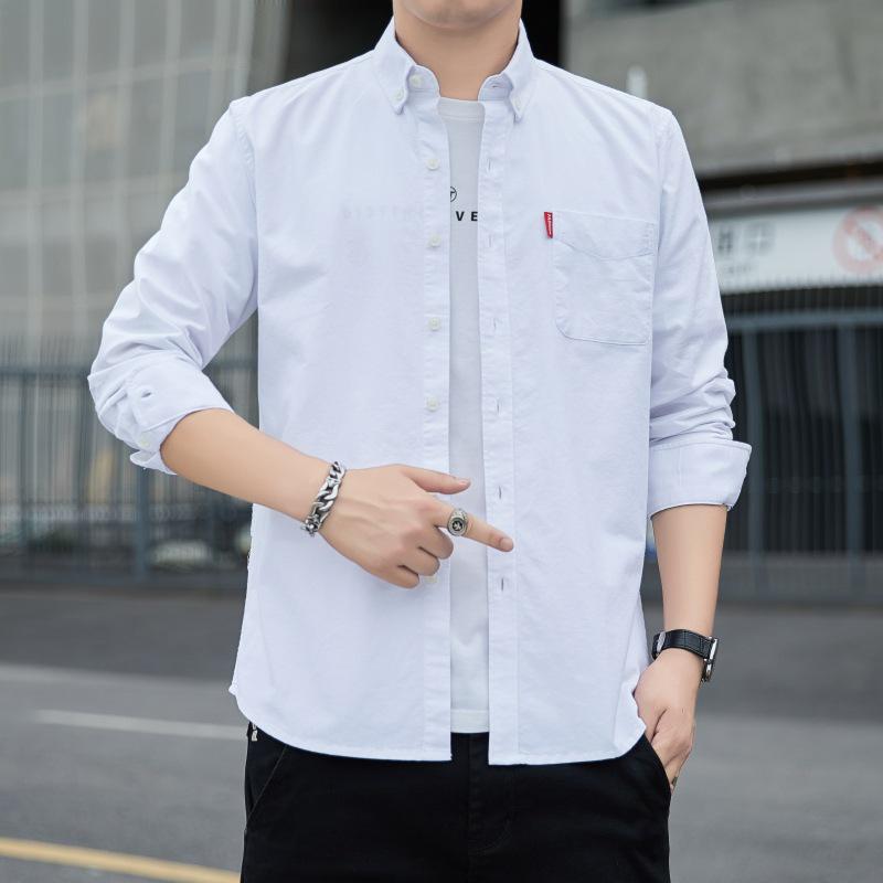 Men's Slim-Fit Long-Sleeve Oxford Shirt - Spring/Autumn Casual & Breathable