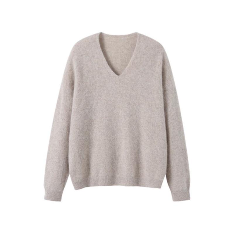 Damen Weicher Strick V-Ausschnitt Pullover - Lässig Langärmlig für Frühling, Herbst & Winter