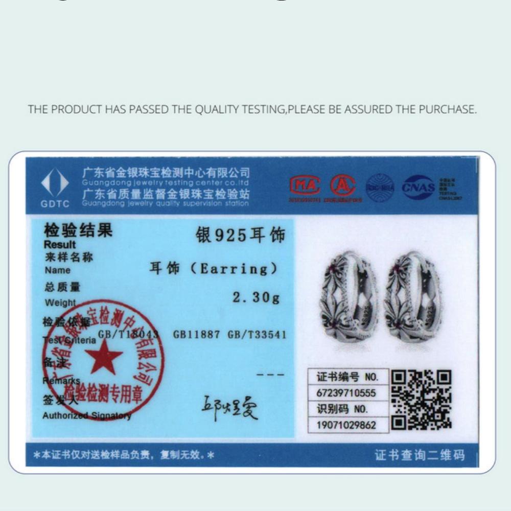 Purple Iris Vintage Hoop Earring Women Mysterious Elegant Pattern S925 Sterling Silver Earrings