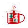 400ml Creative Cartoon Snowman Christmas Ceramic Cup with Lid Couple Tea Cups Household Breakfast Dessert Oatmeal Mugs Drinkware