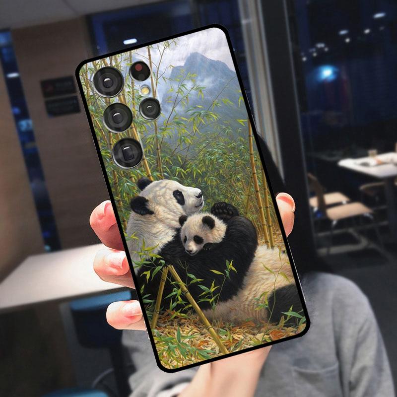 Cartoon Cute Panda Bear Cover For Samsung Galaxy S24 Ultra S25 S22 S23 Plus S20 S21 FE S9 S10 S23 FE Phone Case