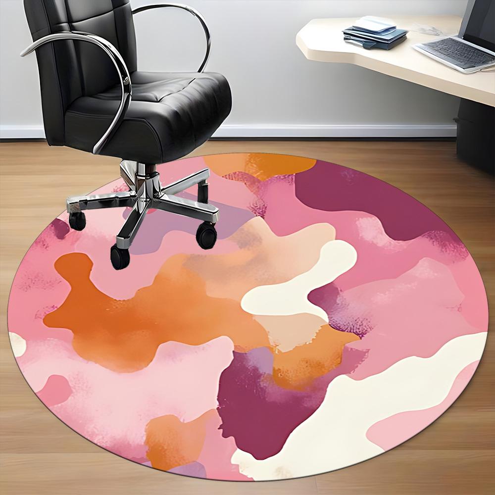 1pc Abstract Art Office Round Rug, Non-slip, Soft and Durable Office Rug for Interior Decoration, Perfect for Office, Beautiful Decoration yy260323056