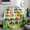 Colorful Cartoon Fruit Characters Flannel blanket for bedroom, living room, sofa, and nap