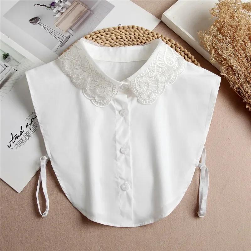 Korean Style Fake Collar for Womens Embroidered Autumn and Winter Decorative False Collar Half Shirt Detachable Collar Tie