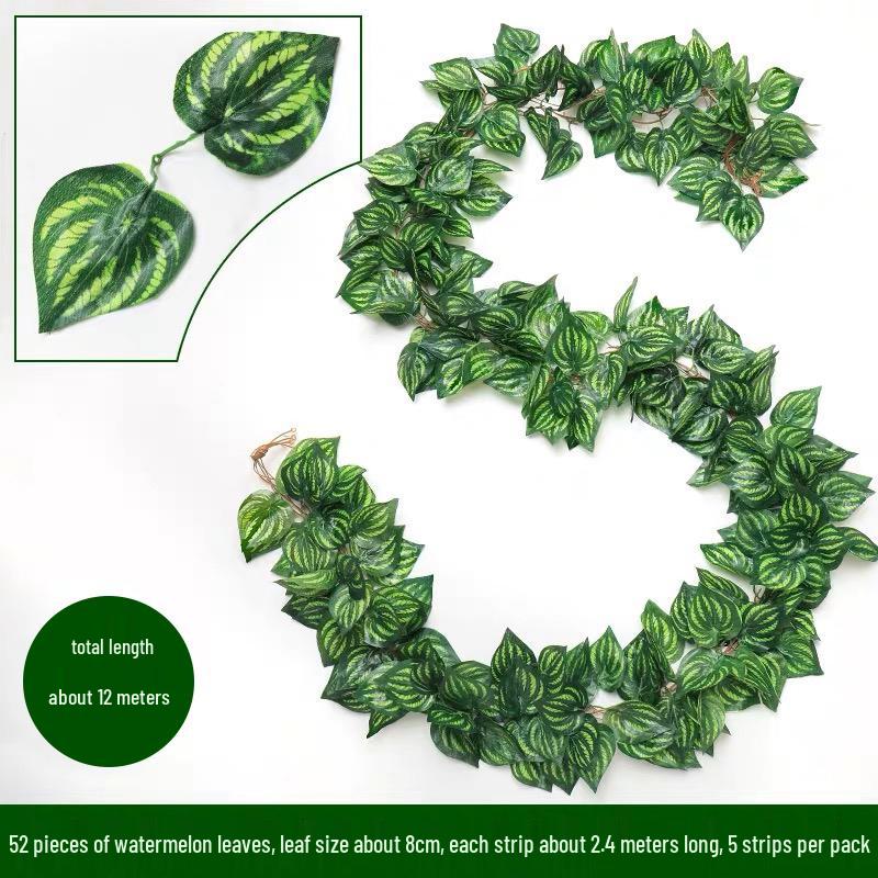 Artificial Rattan Vines for Pipe and Ceiling Decoration - Fake Green Leaves