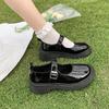 Spring Summer Women's  Beaded Mary Jane Leather Shoes Comfortable Elegant Flat Black Walking Shoes