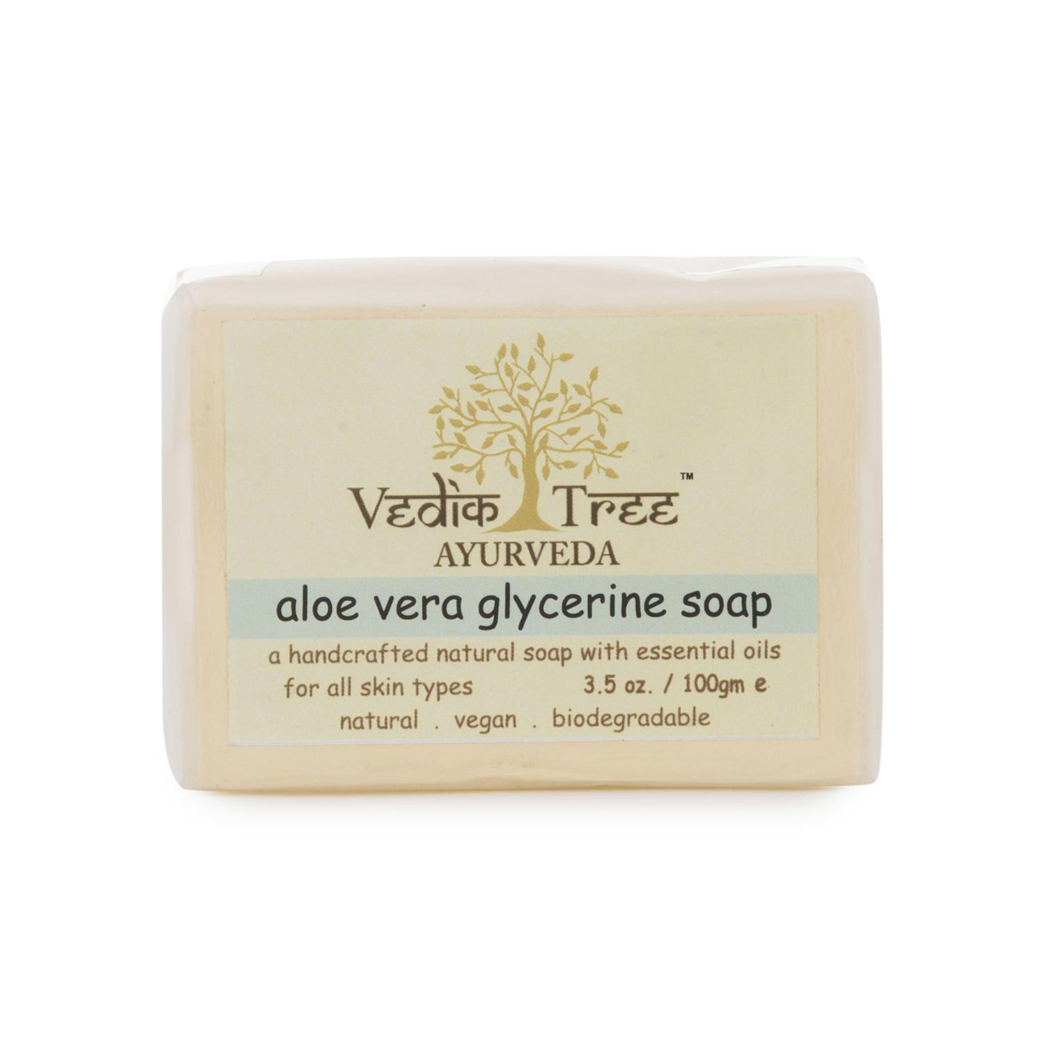 Мыло с Алоэ вера и Глицерином (100 г), Aloe Vera Glycerine Soap,  Vedik Tree 4.875
