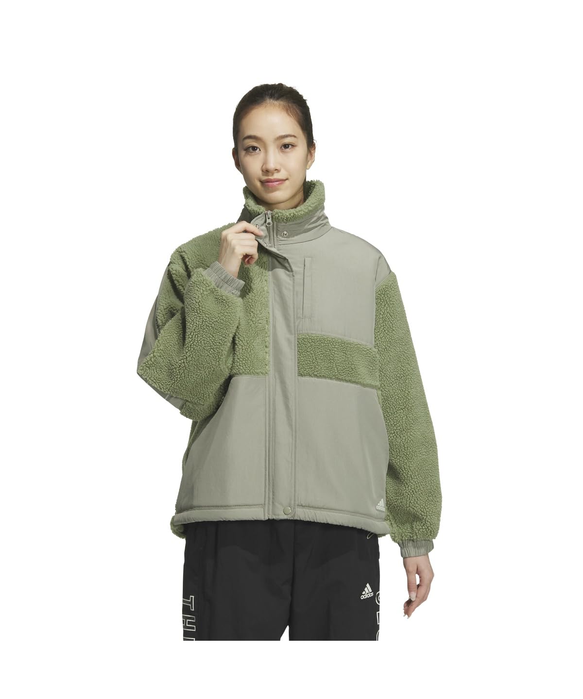 

[Adidas] Флисовая куртка-палатка свободного кроя Boa с застежкой-молнией KTX54 для женщин, зеленая (JG8221)