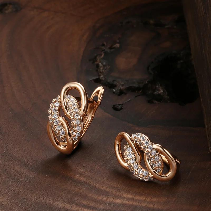 Inlaid Synthetic Zircon Golden Clasp Design Earrings for Women Exquisite Hoop Earrings Jewelry Accessories Wedding Gifts