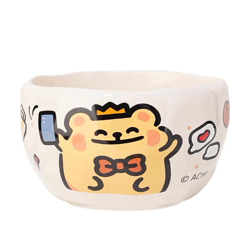 Bear bug ceramic bowl personal special new couple rice bowl household high temperature resistant bowl cute small soup bowl tableware
