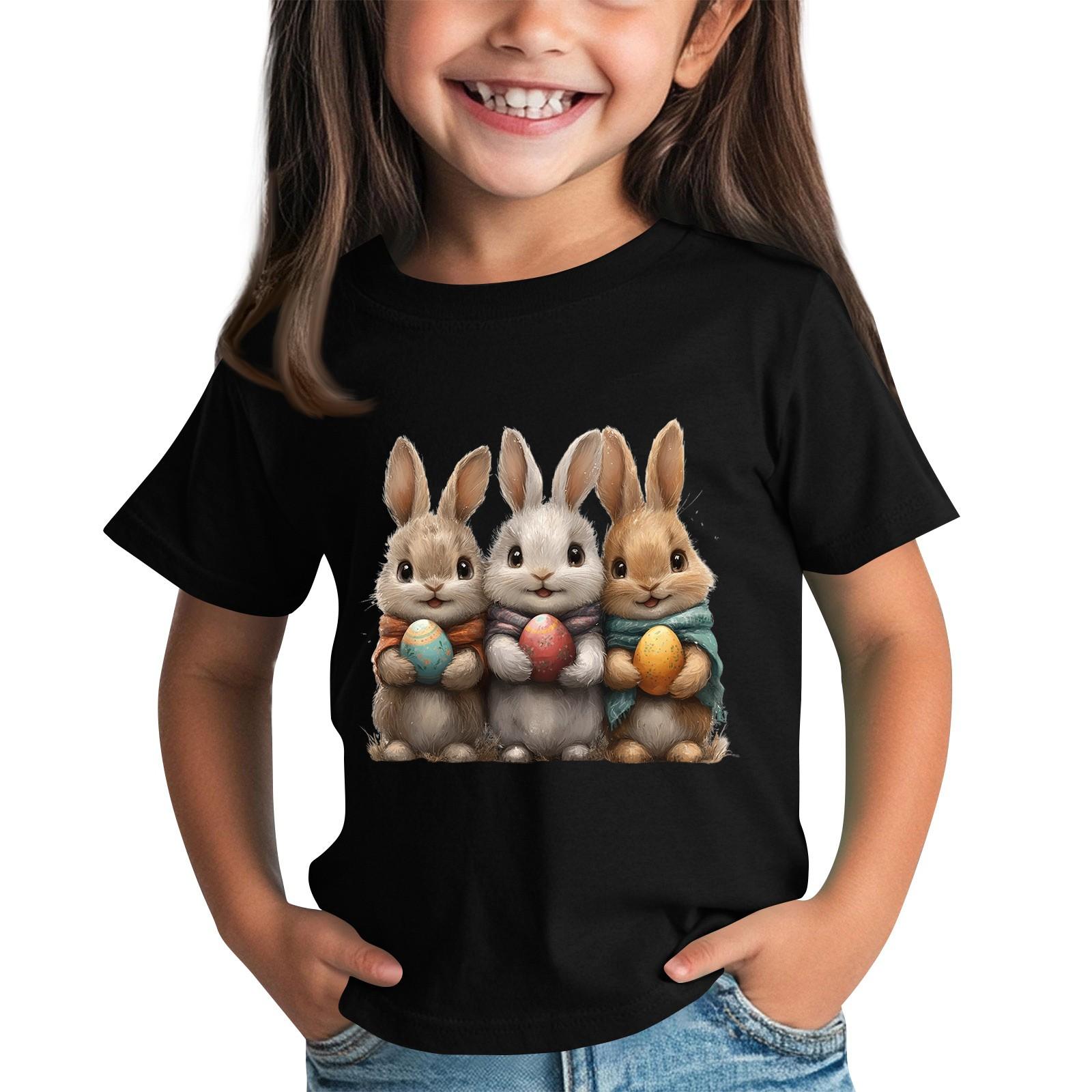 

Children s Short Sleeve Neck T-Shirt Animal Print Daily Casual Top 110 чёрный