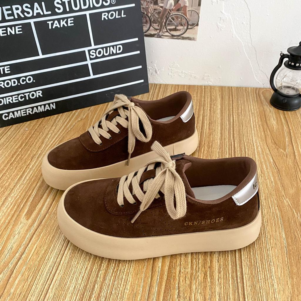 6591 latex insoles autumn and winter platform retro board shoes women's shoes 2024 new niche round head German training shoes casual