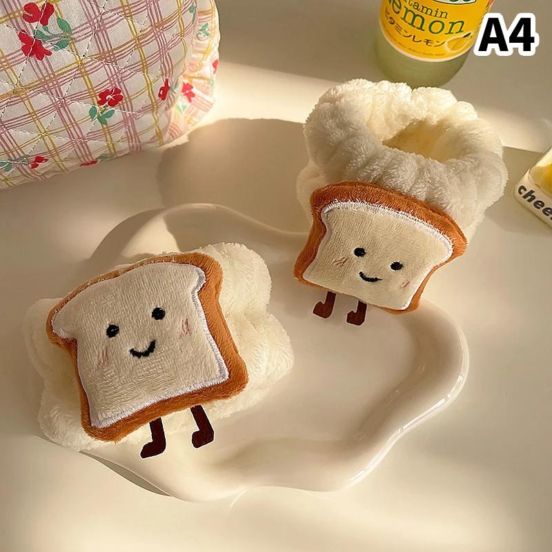 Spa-Stirnband-Armband zum Waschen des Gesichts, Fleece, Hautpflege, Toast, Haarband, Handgelenksmanschetten für Frauen und Mädchen, Make-up