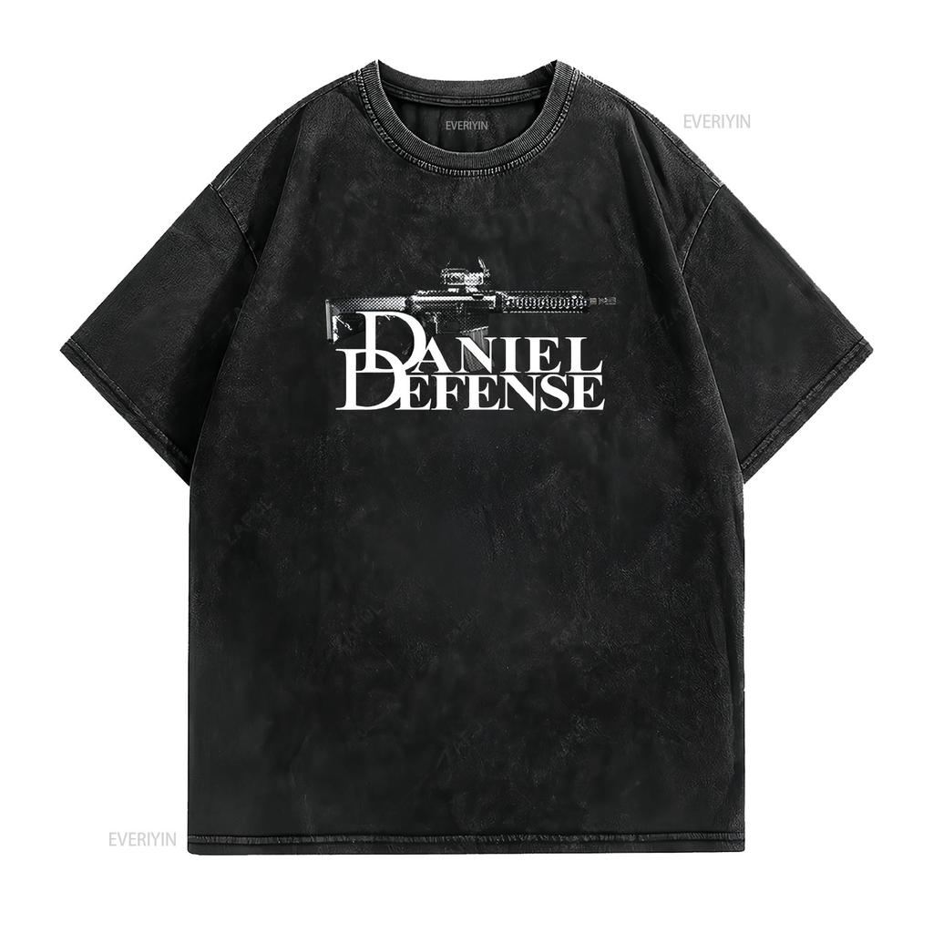 Daniel Defense Firearms Sports Logo T Shirt Heavy Cotton Size 4XL Vintage Washed Designer Clothes Unisex Top For Everyday Wear