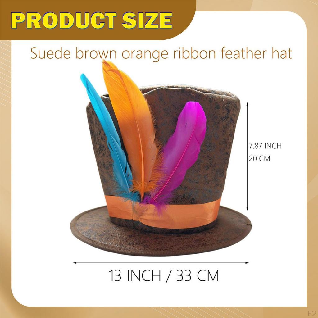 Magician Top Hat Costume Artificial Feather for Club Show Gentleman Fancy Dress