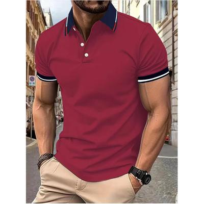 Atmungsaktive Polo-T-Shirts für Herren in Kontrastfarbe, Umlegekragen, Knopfleiste, T-Shirt für den Sommer, Alltag, Business, Freizeit