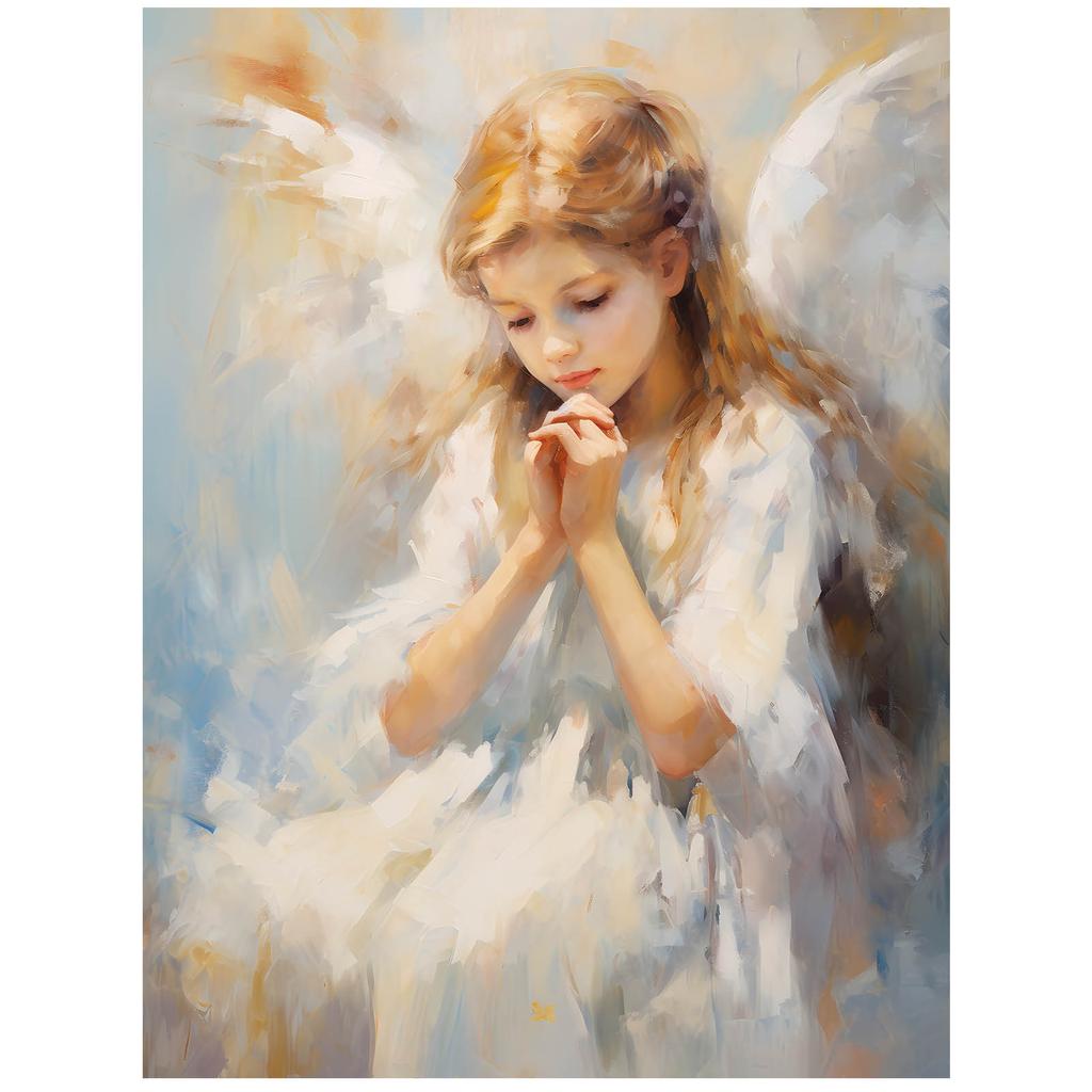 Charming Heavenly Guardian Charming Heavenly Guardian, 30X40 Cm, Light Oak Wooden Frame, 230 Gsm Matte Paper