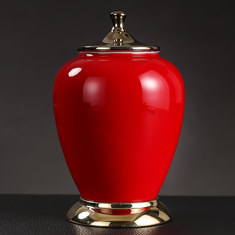 Plating Ceramic Jar with Lid Porcelain Sealed Coffee Tea Jar Porcelain Painted Gold Storage Jar Bottle Container Home Decoration