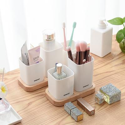 Make-up-Organizer Aufbewahrungsbox Büro Desktop Bad Küche Kosmetik Küchengeschirr Geschirr Multi Grid Holz ABS Regal