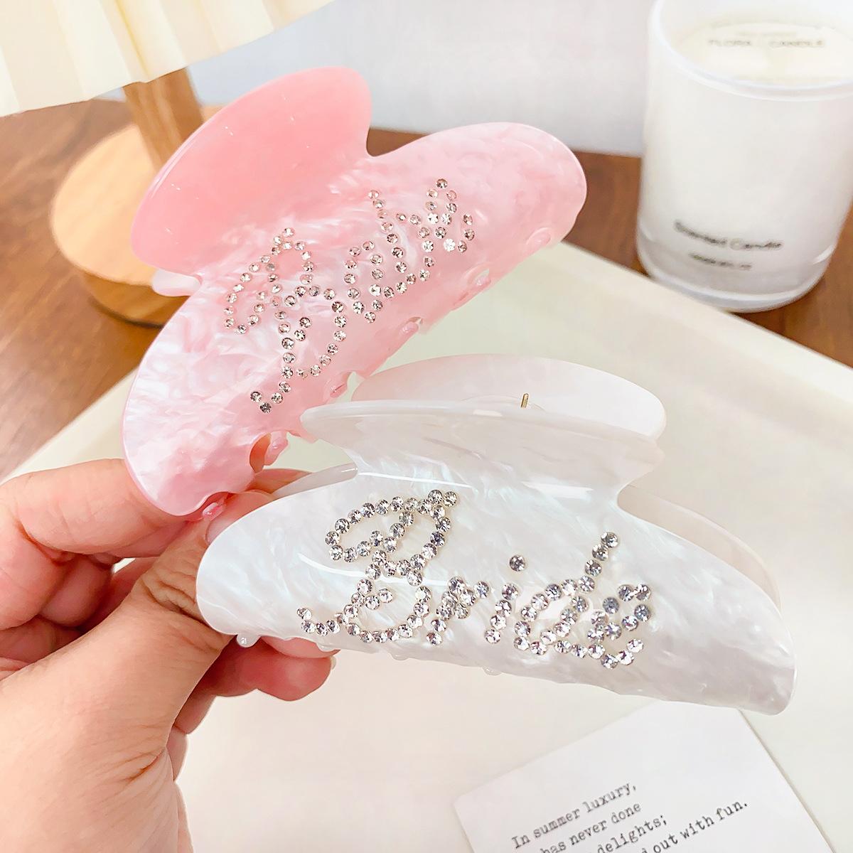 

Французский элегантный акриловый захват для волос со стразами