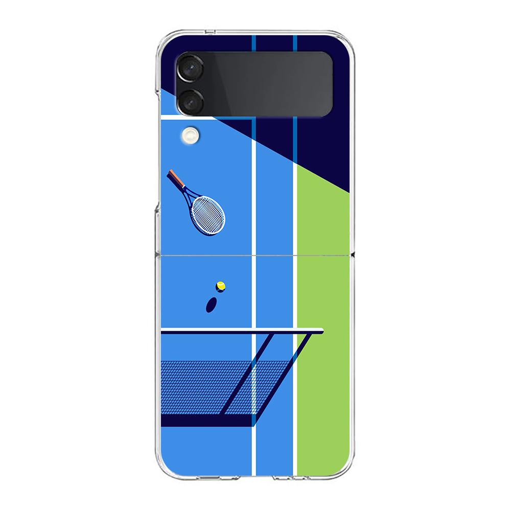 Phone Cover For Samsung Galaxy Z Flip 6 5 4 Case Transparent For Samsung Z Flip 3 Hard PC Foldable Shell Tennis Sport Capas Bags
