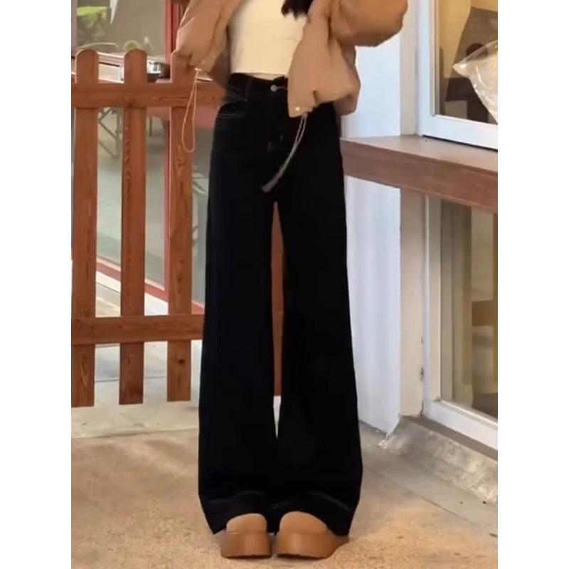 Women s High Waist Plus Size Dark Blue Fleece-Lined Winter Jeans - Loose Micro-Flare Pants, 2025 Collection S