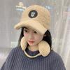 Versatile Letter Soft Top Plush Cap Lamb Wool Baseball Cap Women's Winter Thickened Warm Ear Hat