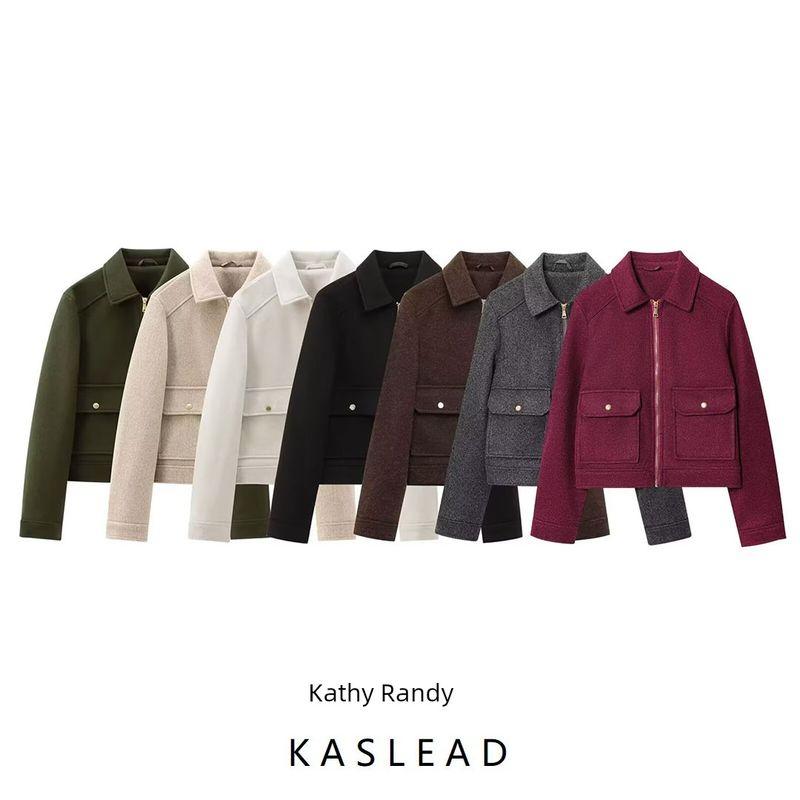 Kaslead New Women Clothes Western Style Fashion Simple Zipper Ornament Soft Jacket 3046287