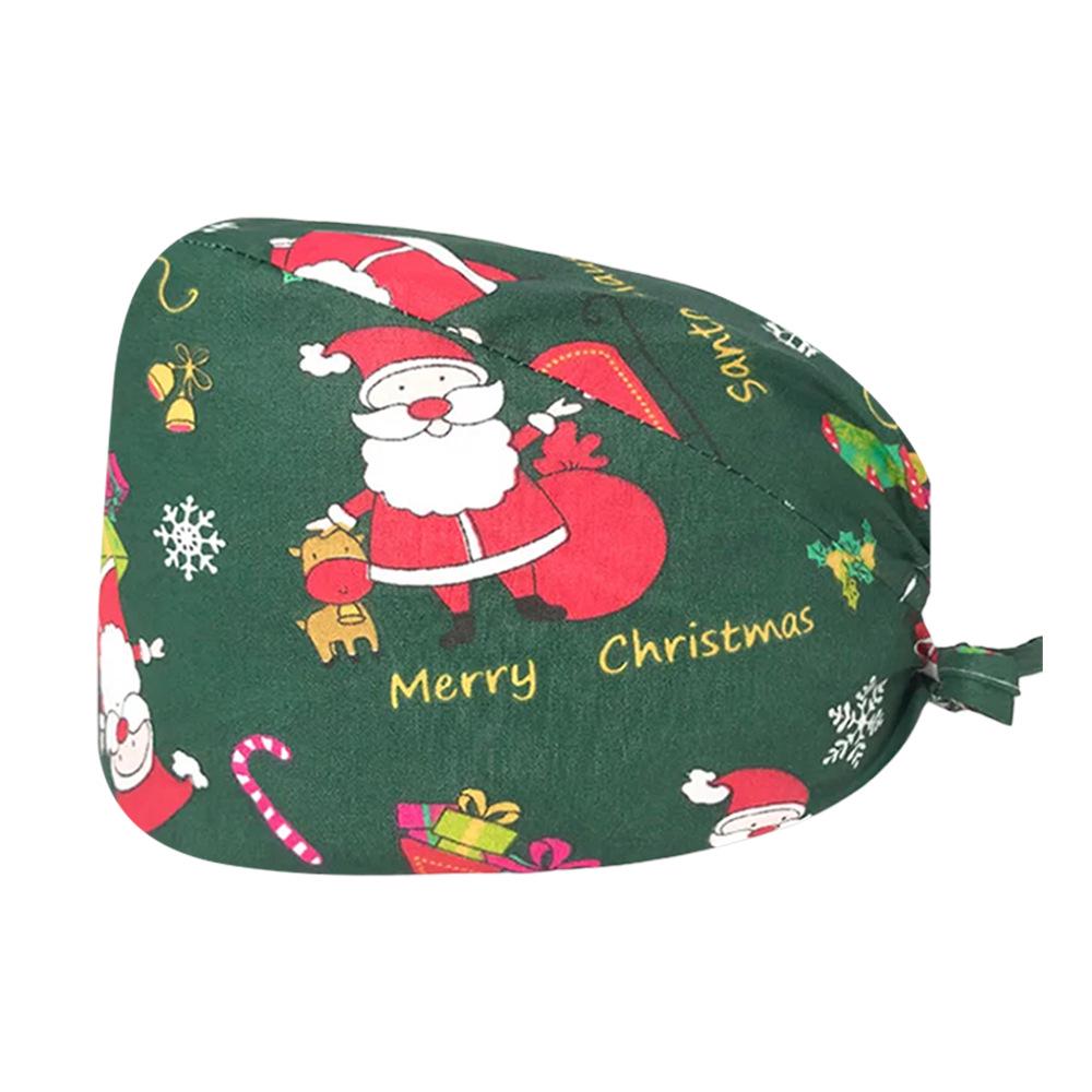 Cute Christmas Cartoon Surgical Cap - Comfortable Cotton Dustproof Head Cover for Chefs & Nurses