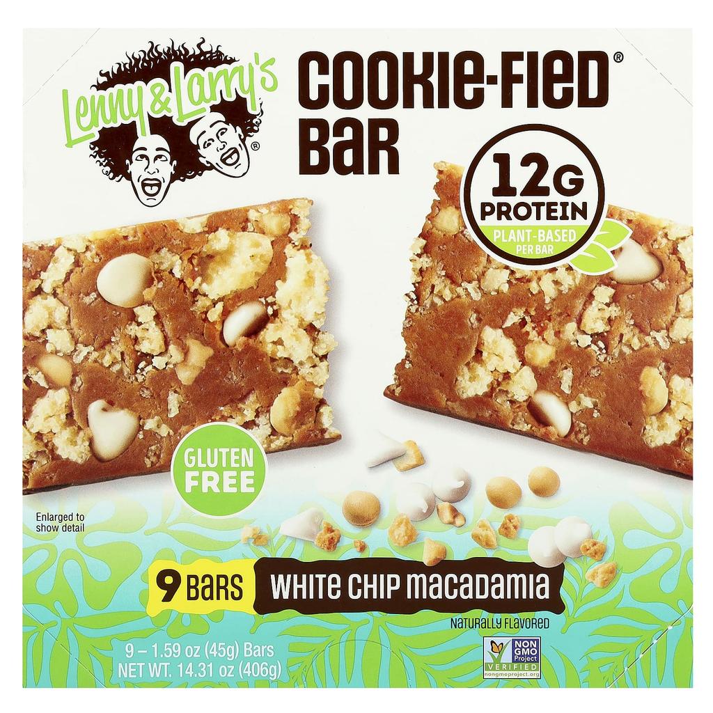 Lenny & Larry's Cookie-Fied® Bars, White Chip Macadamia, 9 Bars, 45g (1.59oz) Each