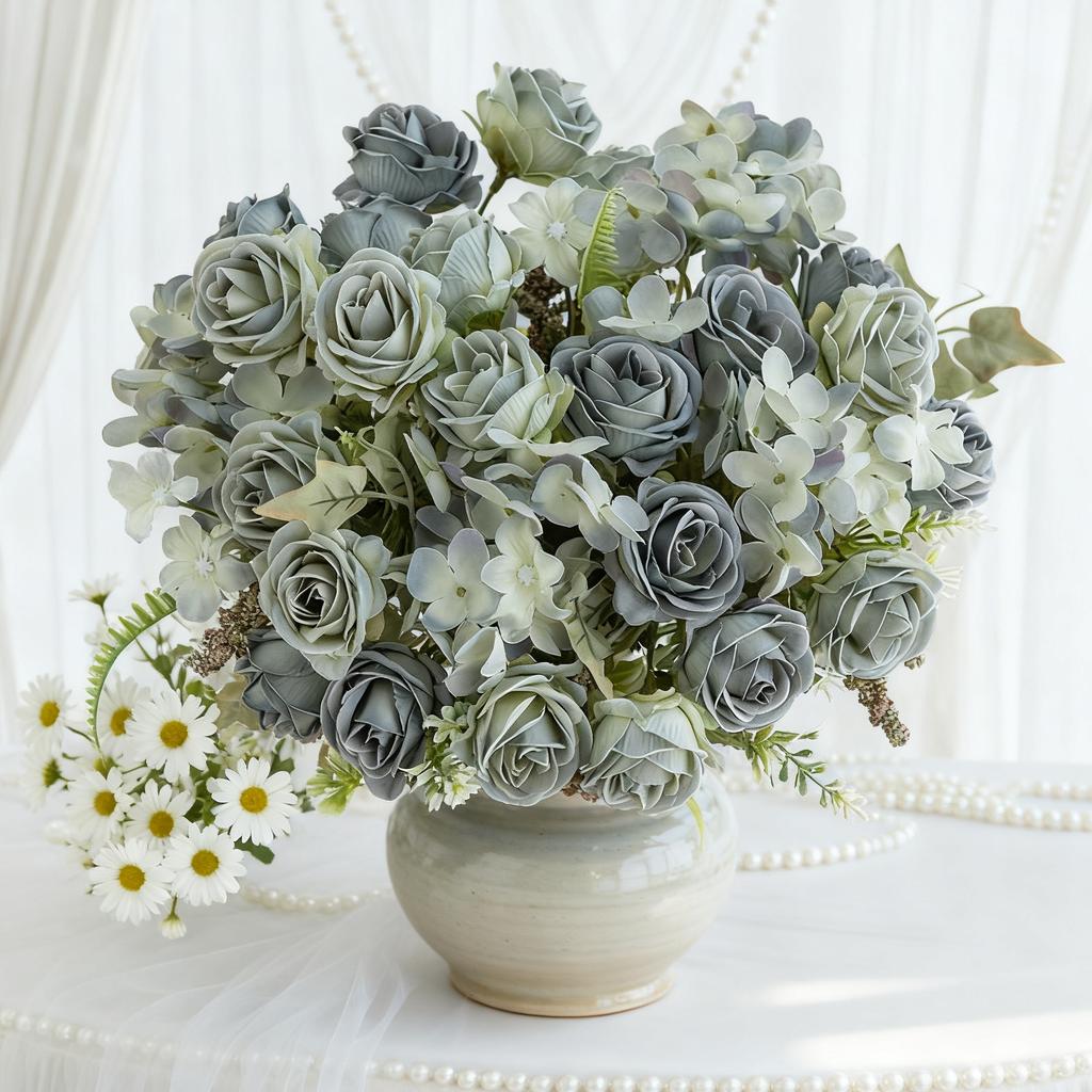 Silk Artificial Simulation Flower Rose Festival Home Room Table Vase Outdoor Garden Wedding Wreath Bridal Bouquet Decor DIY Gift