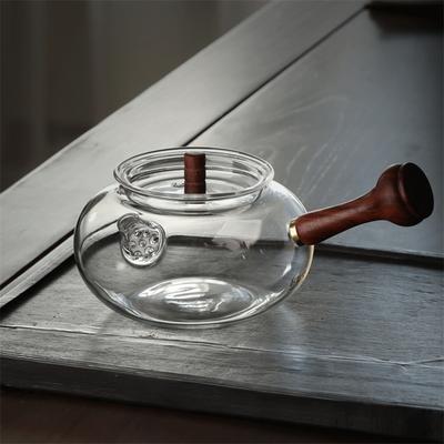 620ml Side Wooden Handle Heat-resistant Glass Teapot Flower Tea Pot Puer Oolong Tea Maker Kungfu Tea Set