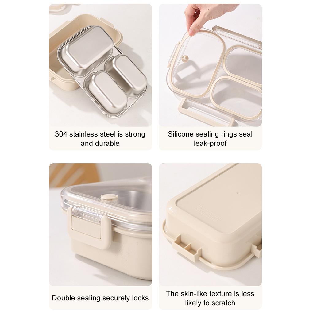 Stainless Steel Lunch Box Eco-Friendly Non-Toxic Divided Tray 25oz Capacity Metal Bento Box Snacks