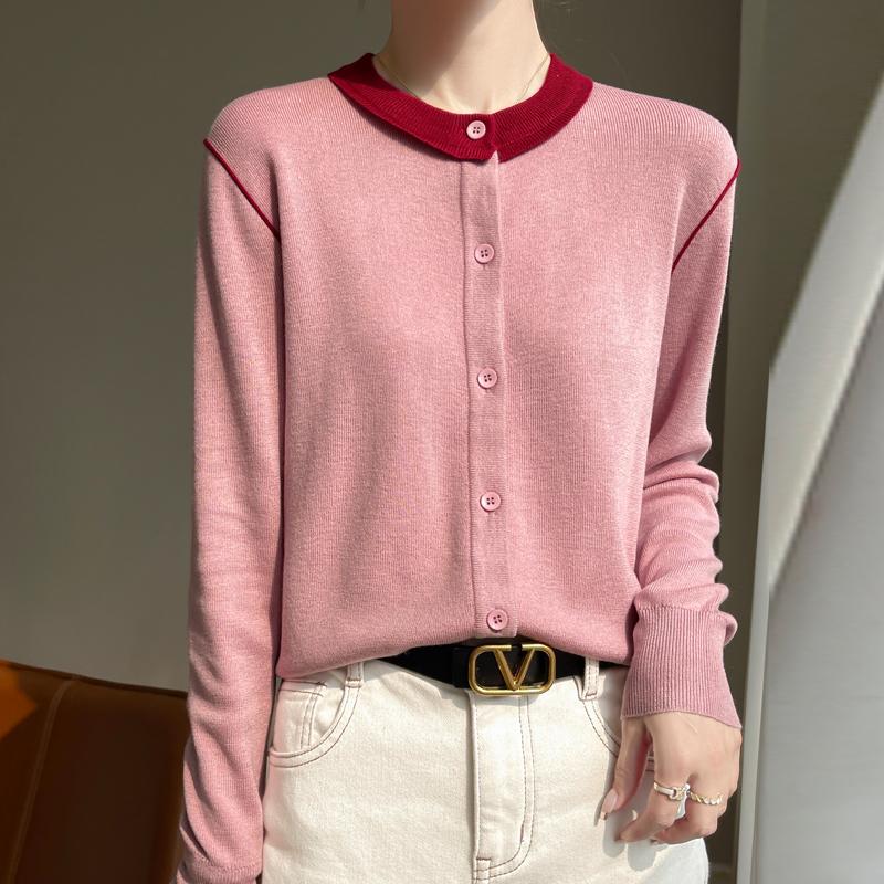 Damski kardigan z wełny czesankowej i jedwabiu morwowego, kaszmir Qinghe, 50% wełny, 50% jedwabiu morwowego, zimowy sweter dzianinowy, jesienny sweter kaszmirowy