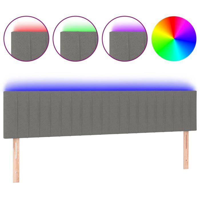 VidaXL Tête de Lit à LED Meuble de Chambre à Coucher Accessoire de Lit Double Tête de Cadre de Lit Intérieur Gris Foncé 3121873