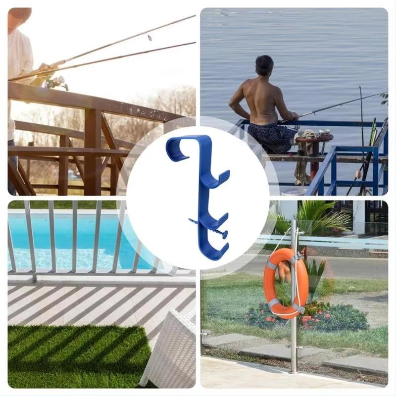 Adjustable Telescopic Swimming Poles Hook Above Ground Pool Poles Hanger Swimming Pool Side Storage Shelf Enduring